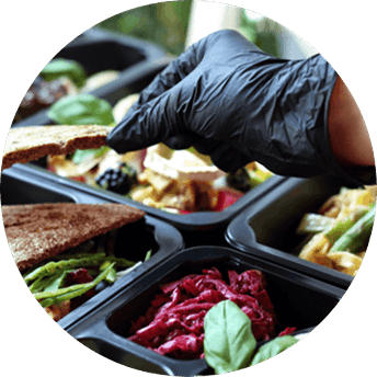 Prepared meals in separate containers Prepared meals in separate containers