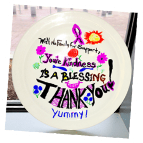 plate with handwritten messages from participants in Magnolia programs Meals Image